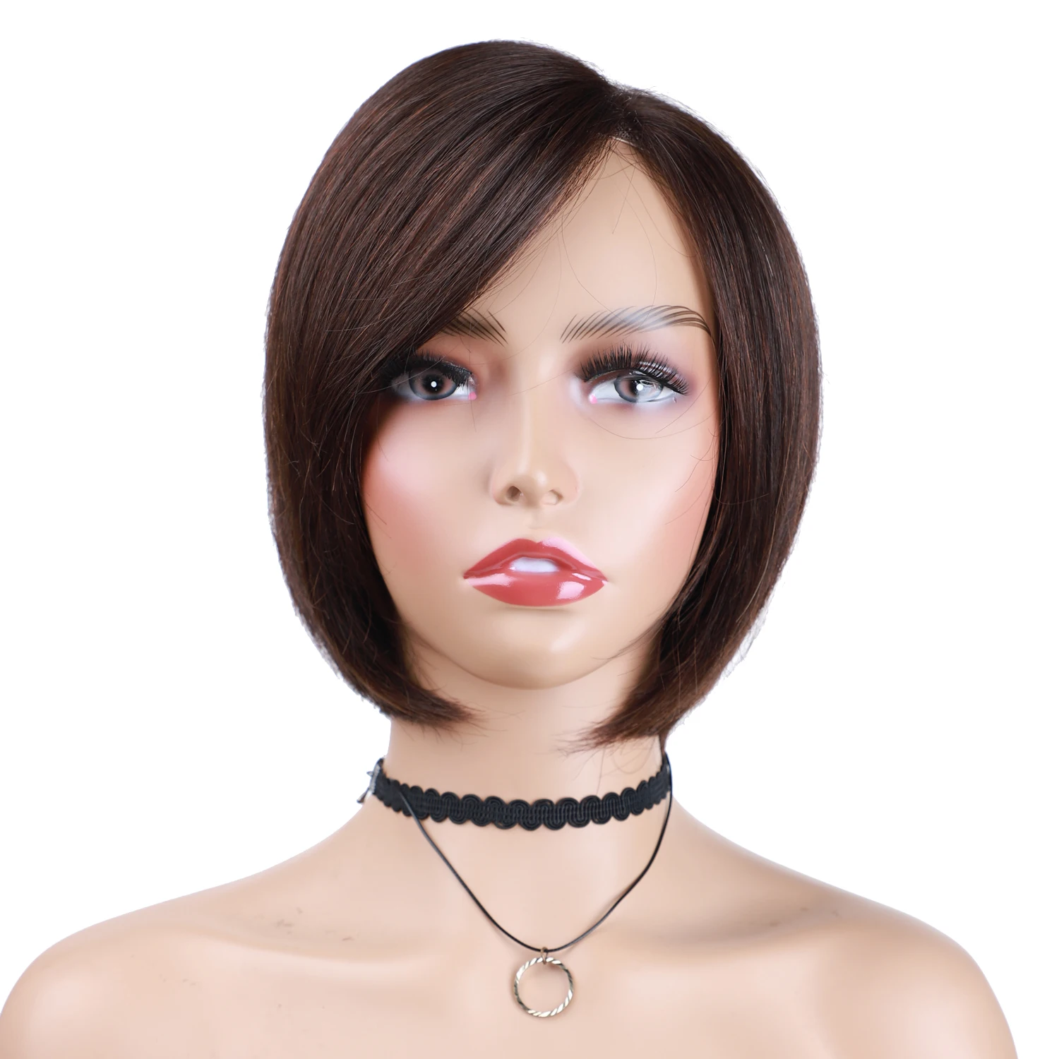 UNA Short Brown Pixie Cut Wig Blend Human Hair Lace Frontal Wigs with Side Bangs Natural Hairline straight BOBO wigs
UNA Short Brown Pixie Cut Wig Blend Human Hair Lace Frontal Wigs with Side Bangs Natural Hairline straight BOBO wigs