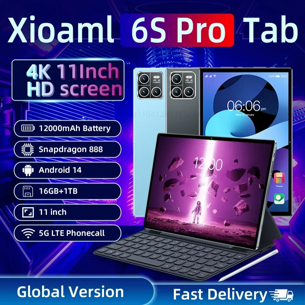 Original Global Version Pad 6S Pro tablets PC 11inch HD 4K Android 14 16GB + 1T 12000mAh 5G Dual SIM Bluetooth WiFi GPS Tab
Original Global Version Pad 6S Pro tablets PC 11inch HD 4K Android 14 16GB + 1T 12000mAh 5G Dual SIM Bluetooth WiFi GPS Tab