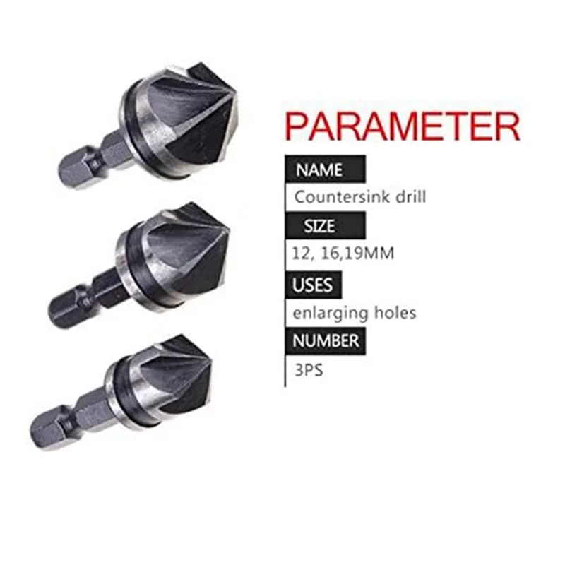 AT44-3 PCS 1/4Inch Hex 12/16/19Mm Countersink Bore Set For Wood Metal Quick Change Bit Durable Easy To Use
AT44-3 PCS 1/4Inch Hex 12/16/19Mm Countersink Bore Set For Wood Metal Quick Change Bit Durable Easy To Use