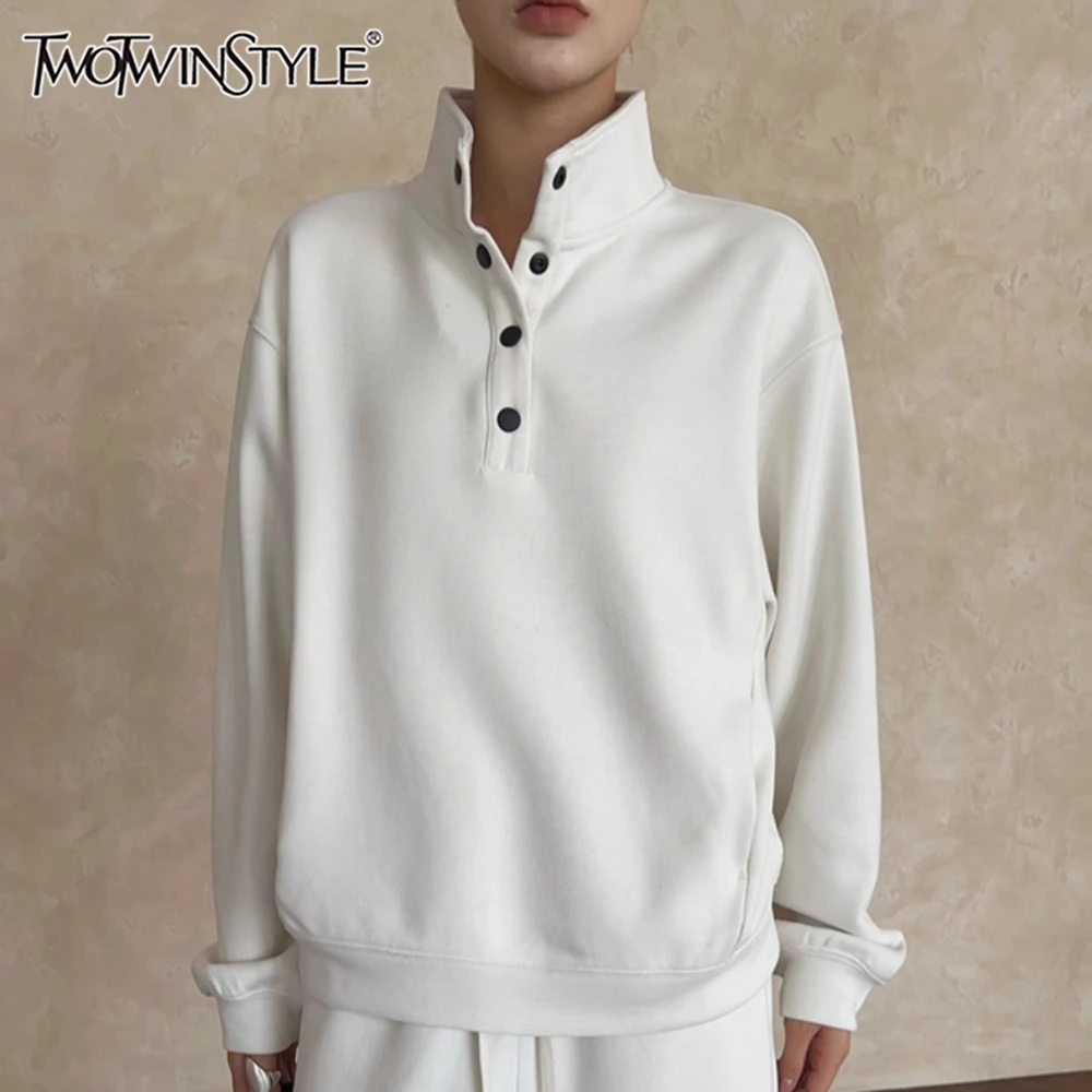TWOTWINSTYLE Бежевая толстовка со сращенными пуговицами, женская водолазка с длинным рукавом, минималистичные базовые женские толстовки, модная новинка
TWOTWINSTYLE Бежевая толстовка со сращенными пуговицами, женская водолазка с длинным рукавом, минималистичные базовые женские толстовки, модная новинка