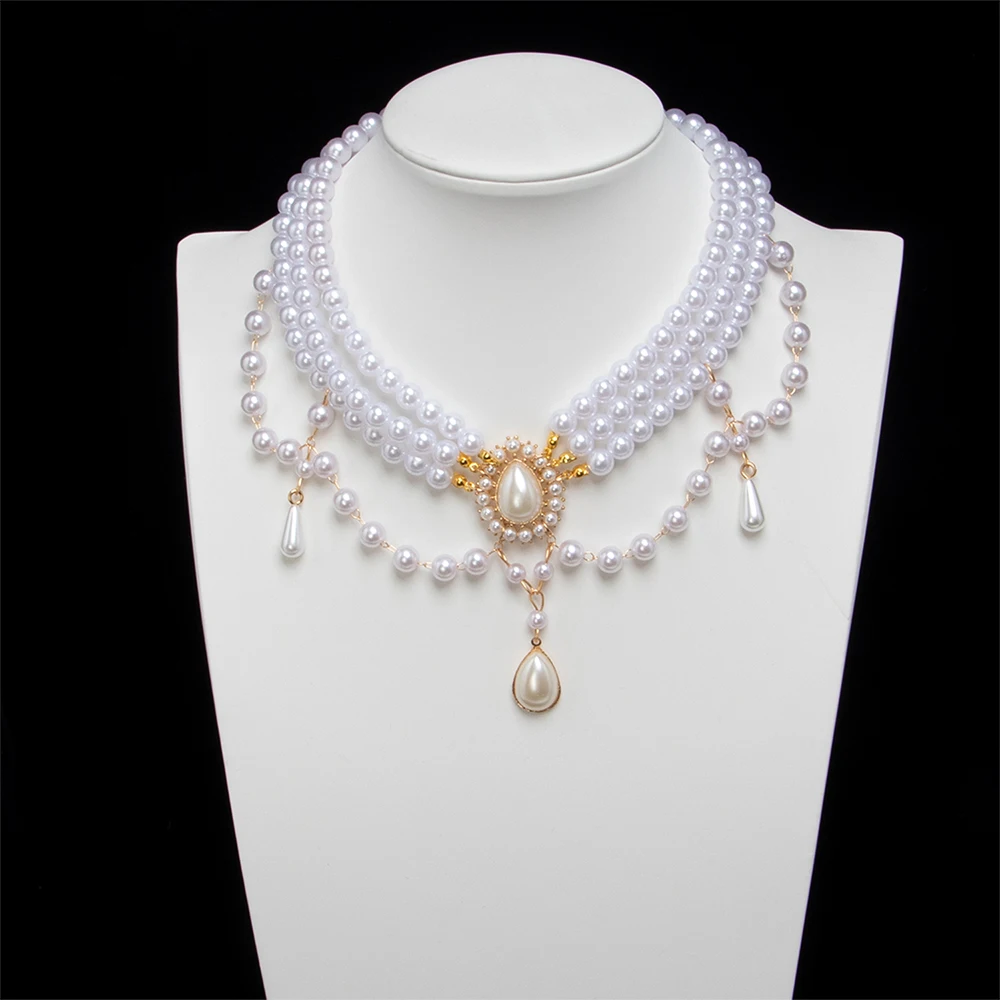 Handmade Lolita Vintage Imitation Pearl Necklace Layered Shiny Women Bridal Wedding Necklace Elegant Collarbone Pendant Chain
Handmade Lolita Vintage Imitation Pearl Necklace Layered Shiny Women Bridal Wedding Necklace Elegant Collarbone Pendant Chain
