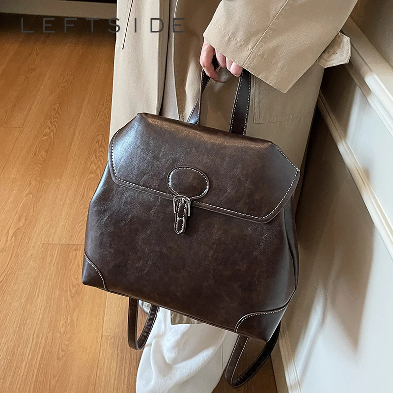 LEFTSIDE Women Small Pu Leather Backpacks 2025 New Fashion Luxury Designer Solid Color Backpack Student School Bag Back Packs
LEFTSIDE Women Small Pu Leather Backpacks 2025 New Fashion Luxury Designer Solid Color Backpack Student School Bag Back Packs