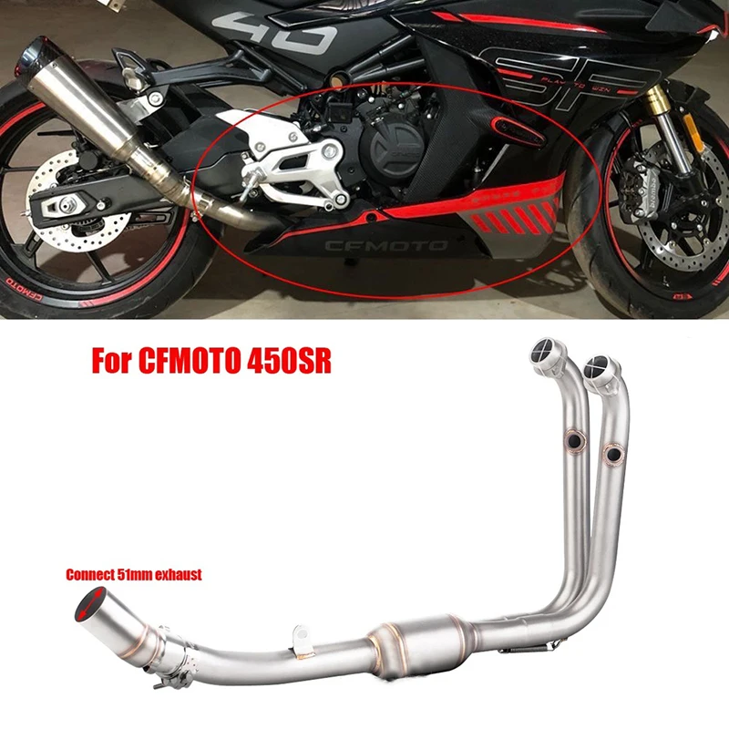 51mm Stainless steel Motorcycle Exhaust Systems Escape Muffler Front Link Pipe with Catalys For CFMOTO 450SR 450 SR
51mm Stainless steel Motorcycle Exhaust Systems Escape Muffler Front Link Pipe with Catalys For CFMOTO 450SR 450 SR