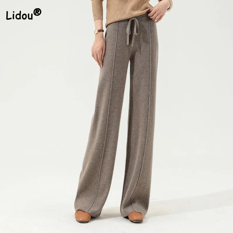 Autumn Winter All-match Solid Wide Leg Knitted Pants Women's Clothing Drawstring High Waist Casual Thick Trousers for Female
Autumn Winter All-match Solid Wide Leg Knitted Pants Women's Clothing Drawstring High Waist Casual Thick Trousers for Female
