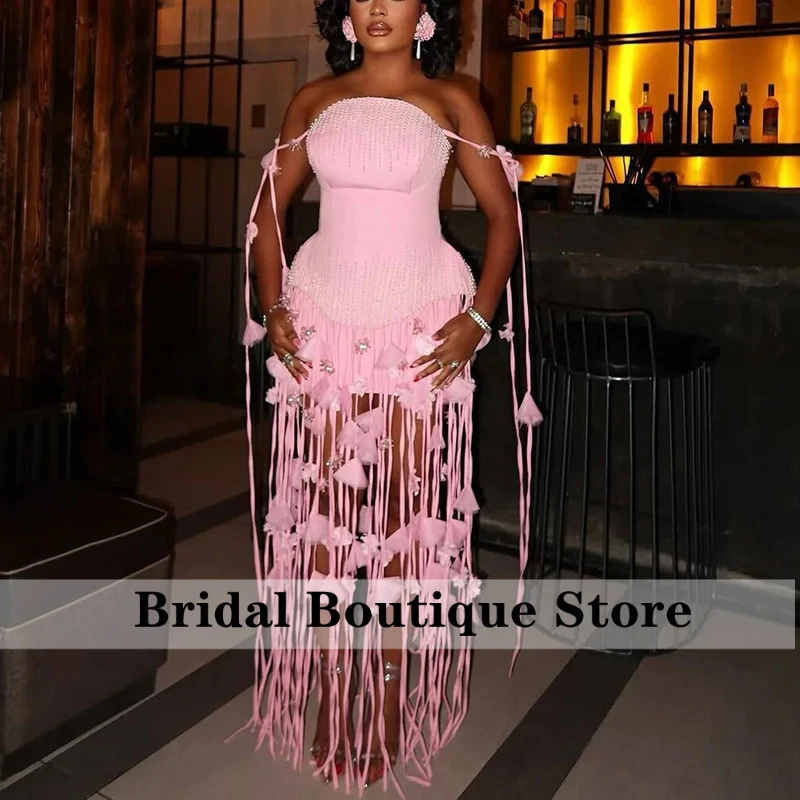 Customized Tassel 3D Flower Prom Dress for Birthday Spaghetti Strap Mini Gown Strapless Pearl Above Knee Length Cocktail Dresses
Customized Tassel 3D Flower Prom Dress for Birthday Spaghetti Strap Mini Gown Strapless Pearl Above Knee Length Cocktail Dresses