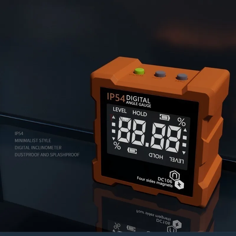 High-precision Digital Angle Gauge Four-sided Magnetic Inclinometer Mini Protractor 4*90° Angle Measuring Level Gauge Ruler Tool