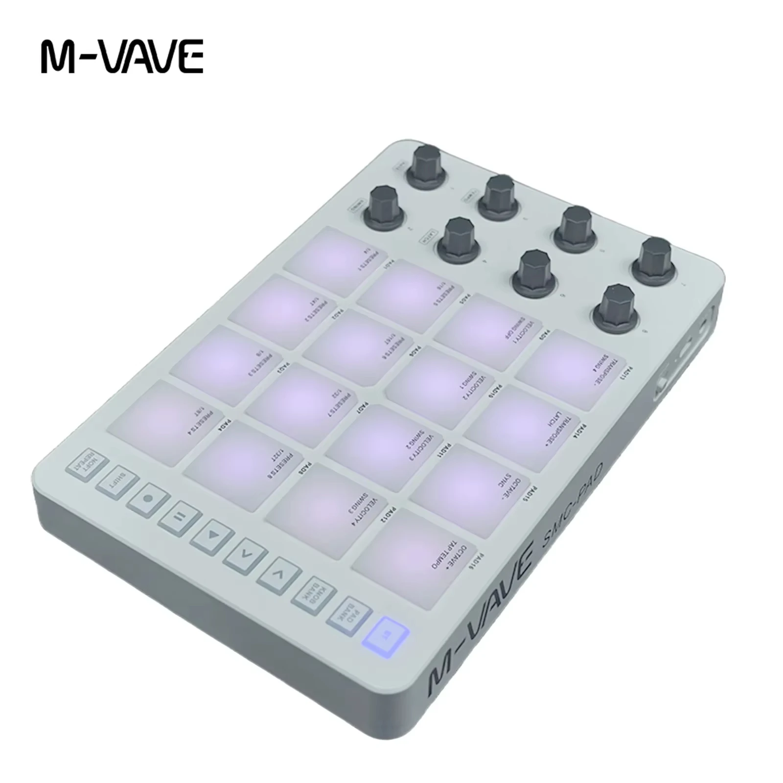 Беспроводной MIDI-контроллер M-VAVE SMC-PAD белого цвета, компактный, с 16 пэдами, 8 регуляторами, RGB-подсветкой, USB-C для домашней студии и музыкального производства
Беспроводной MIDI-контроллер M-VAVE SMC-PAD белого цвета, компактный, с 16 пэдами, 8 регуляторами, RGB-подсветкой, USB-C для домашней студии и музыкального производства