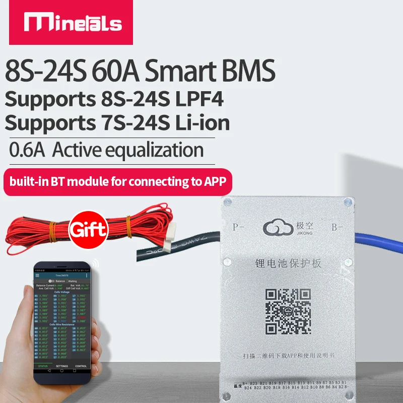 Jikong BMS 24s 20s 17s 16s 13s 14s 8s 60a smart bms 48v lithium battery support BT app software temperature protection PCM
Jikong BMS 24s 20s 17s 16s 13s 14s 8s 60a smart bms 48v lithium battery support BT app software temperature protection PCM