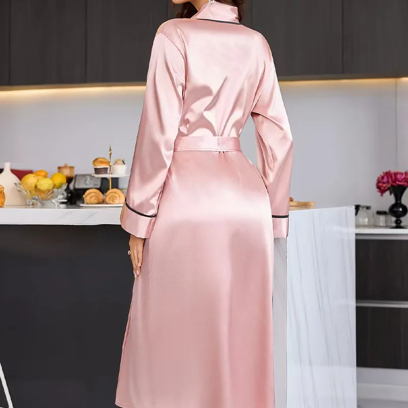 Sexy Long Ice Silk Tie up Nightgown Spwear Robe Home Clothes for Women Simple Design Summer Home Faion Youth Size
Sexy Long Ice Silk Tie up Nightgown Spwear Robe Home Clothes for Women Simple Design Summer Home Faion Youth Size