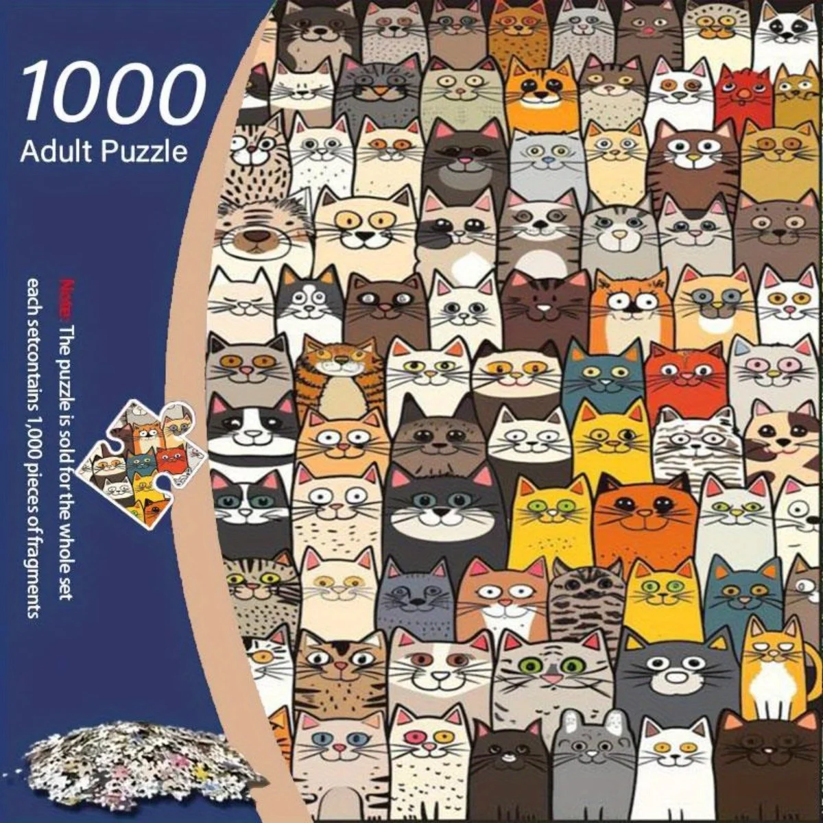 1000pcs Cute Cat Puzzle with Hundreds of Expressions - Frameless Large Puzzle for Adults & Teens - Challenging Brain Teaser -
1000pcs Cute Cat Puzzle with Hundreds of Expressions - Frameless Large Puzzle for Adults & Teens - Challenging Brain Teaser -