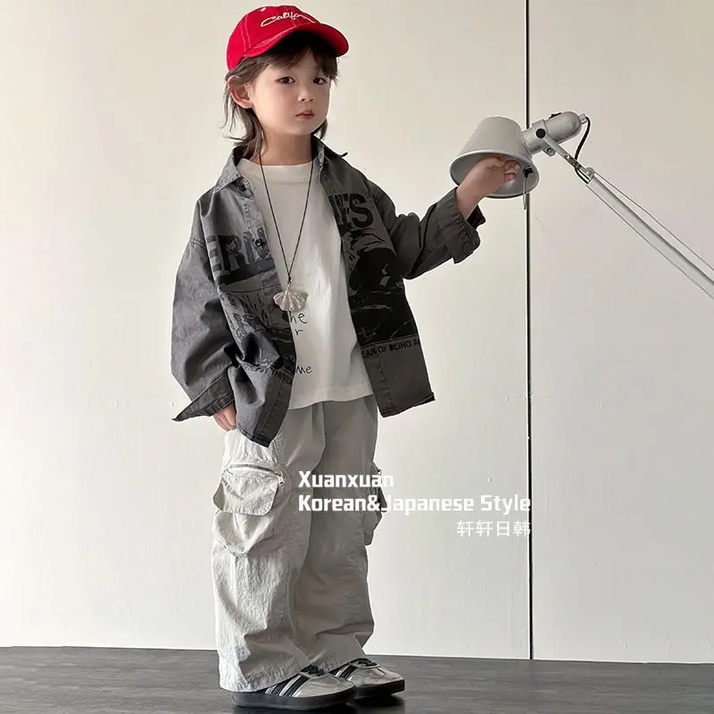 Spring Autumn Children's Fashion Print Shirt And Loose Work Pants 2 Piece Set for Boys New Arrival Kids' Outfit
Spring Autumn Children's Fashion Print Shirt And Loose Work Pants 2 Piece Set for Boys New Arrival Kids' Outfit