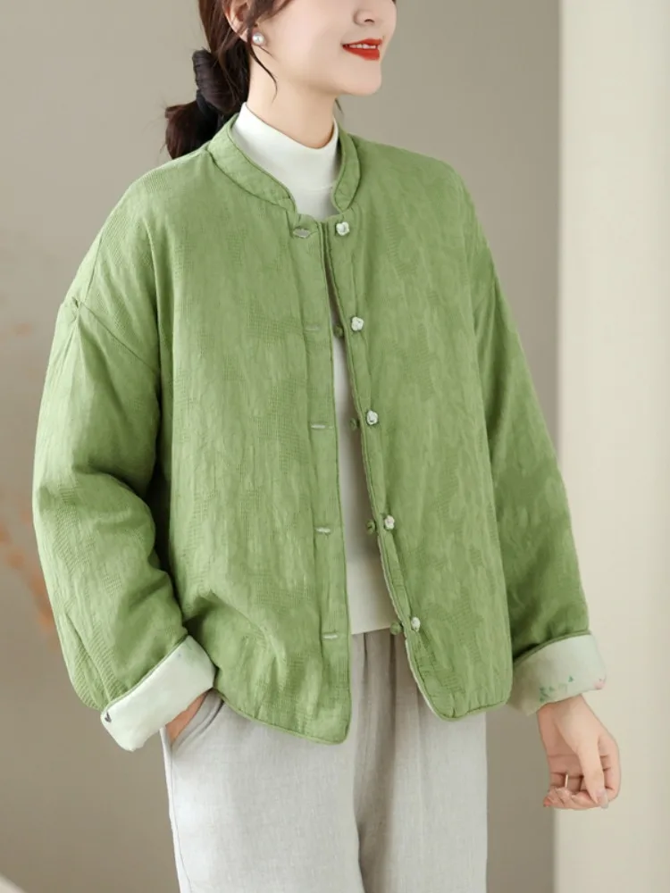 Двусторонняя утепленная хлопковая куртка для женщин, зимнее пальто с цветочной вышивкой, отложным воротником, длинными рукавами и застежкой на пуговицах
Двусторонняя утепленная хлопковая куртка для женщин, зимнее пальто с цветочной вышивкой, отложным воротником, длинными рукавами и застежкой на пуговицах