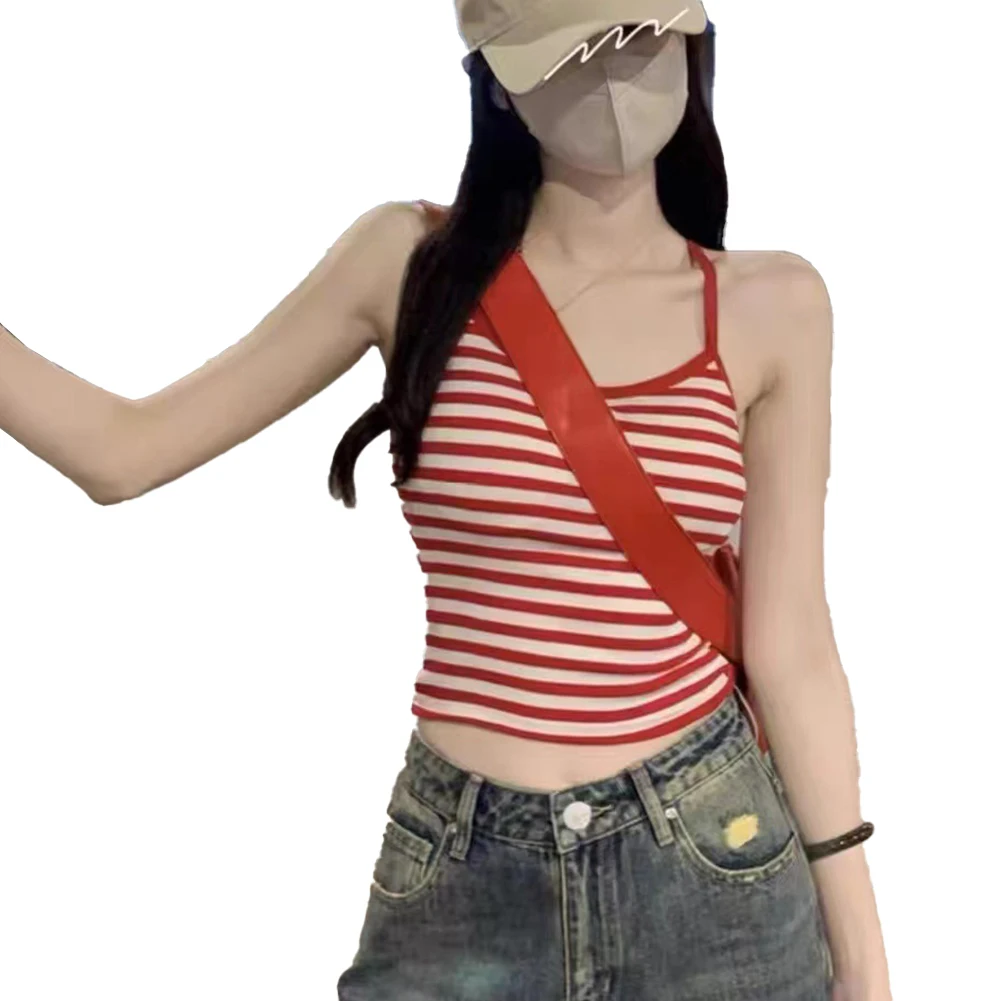 Casual Outing Halter Neck Top Chest Pads Vest Sleeveless Design Stripe Pattern High Stretch Material Polyester Fabric
Casual Outing Halter Neck Top Chest Pads Vest Sleeveless Design Stripe Pattern High Stretch Material Polyester Fabric