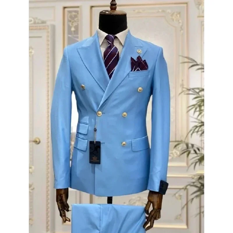 Chic Solid Peak Lapel Double Breasted Men Suits Fashion Prom Party Wedding Tuxedo Elegant Smart Casual Slim Fit Costume Homme
Chic Solid Peak Lapel Double Breasted Men Suits Fashion Prom Party Wedding Tuxedo Elegant Smart Casual Slim Fit Costume Homme