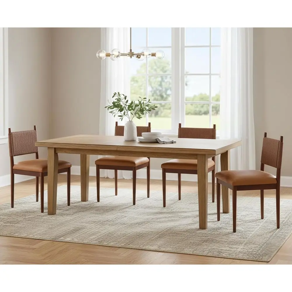 Modern Upholstered Dining Chairs Set of 4 with Woven Back, Armrests, Walnut Wood Legs, PU Leather
Modern Upholstered Dining Chairs Set of 4 with Woven Back, Armrests, Walnut Wood Legs, PU Leather