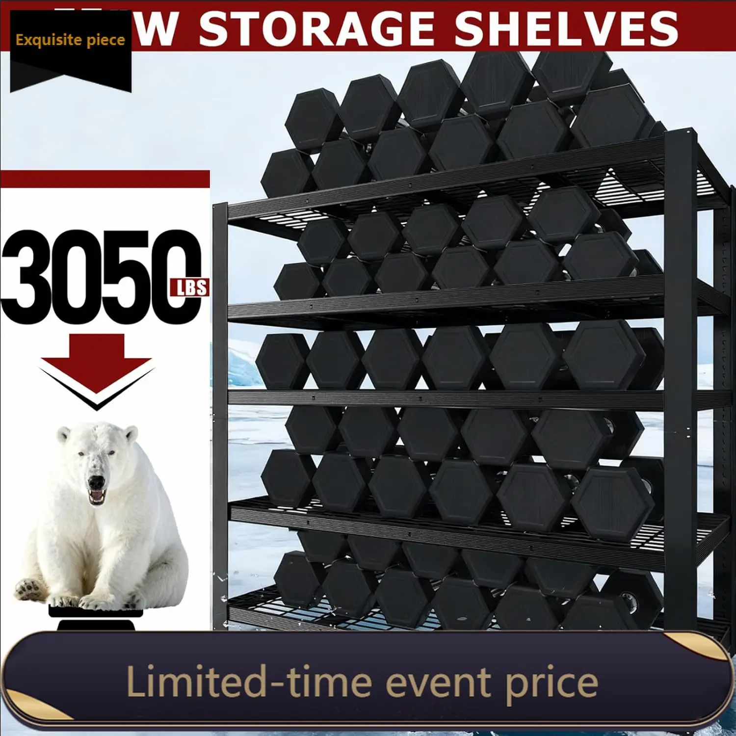Heavy Duty Garage Shelving,5-Tier Storage Shelves(84" Hx24 Dx55 W),3050LBS Capacity Industrial Shelving Units and Storage,Adjust
Heavy Duty Garage Shelving,5-Tier Storage Shelves(84" Hx24 Dx55 W),3050LBS Capacity Industrial Shelving Units and Storage,Adjust