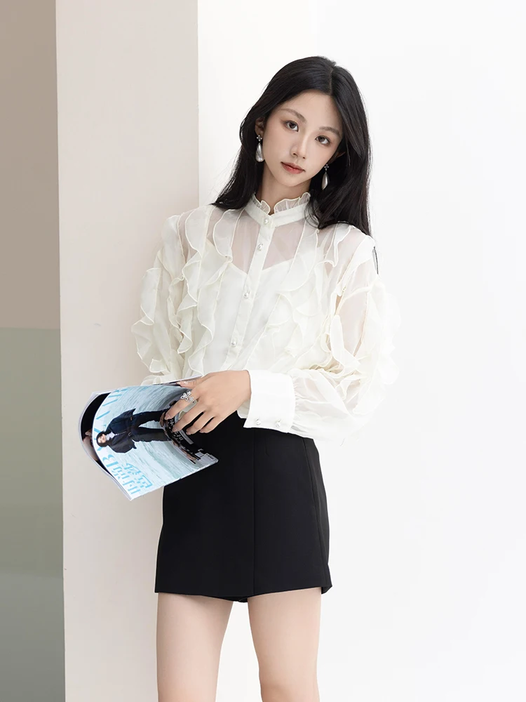 ReVe Haute Couture Heavy Embellished Long Sleeve High Density White Chiffon Shirt Street Style Straight Cut Button Detail
ReVe Haute Couture Heavy Embellished Long Sleeve High Density White Chiffon Shirt Street Style Straight Cut Button Detail