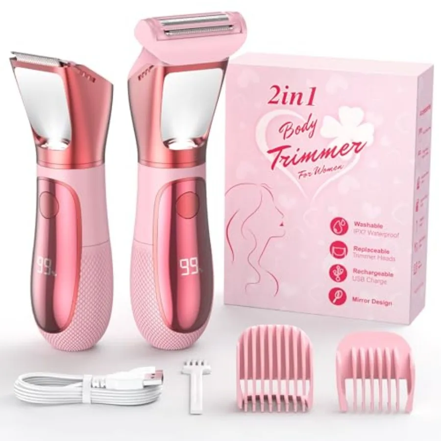 Bikini Trimmer for Women, 2 in 1 Electric Razors Shaver, IPX7 Waterproof Body Hair Trimmer with Mirror, LED Light and Display,
Bikini Trimmer for Women, 2 in 1 Electric Razors Shaver, IPX7 Waterproof Body Hair Trimmer with Mirror, LED Light and Display,