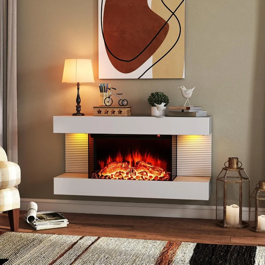 18Inch Wall Mount Electric Fireplace with 32Inch Floating Mantel and Remote Control 3Sided Design Featuring 12 Adjustable Ambie
18Inch Wall Mount Electric Fireplace with 32Inch Floating Mantel and Remote Control 3Sided Design Featuring 12 Adjustable Ambie