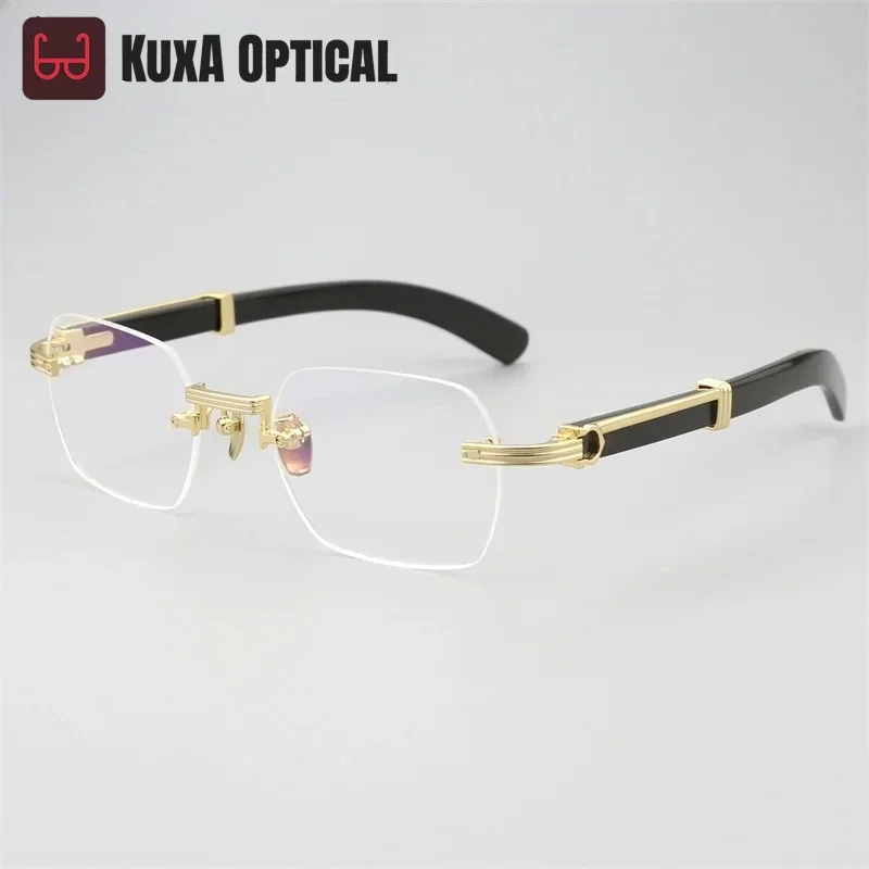 KUXA Men Titanium Rimless Glasses Top Quality OX Horn Super Quality Optical Glasses Frame Gentlemen Eyewear for Prescriptions
KUXA Men Titanium Rimless Glasses Top Quality OX Horn Super Quality Optical Glasses Frame Gentlemen Eyewear for Prescriptions