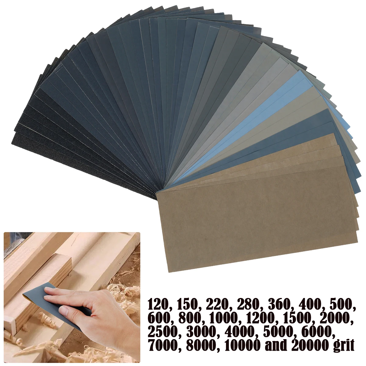 44Pcs Extra Fine Wet And Dry Sandpaper 120-20000 Grit 23×9cm Polishing and Sanding Square Sandpaper for Woodworking Car
44Pcs Extra Fine Wet And Dry Sandpaper 120-20000 Grit 23×9cm Polishing and Sanding Square Sandpaper for Woodworking Car