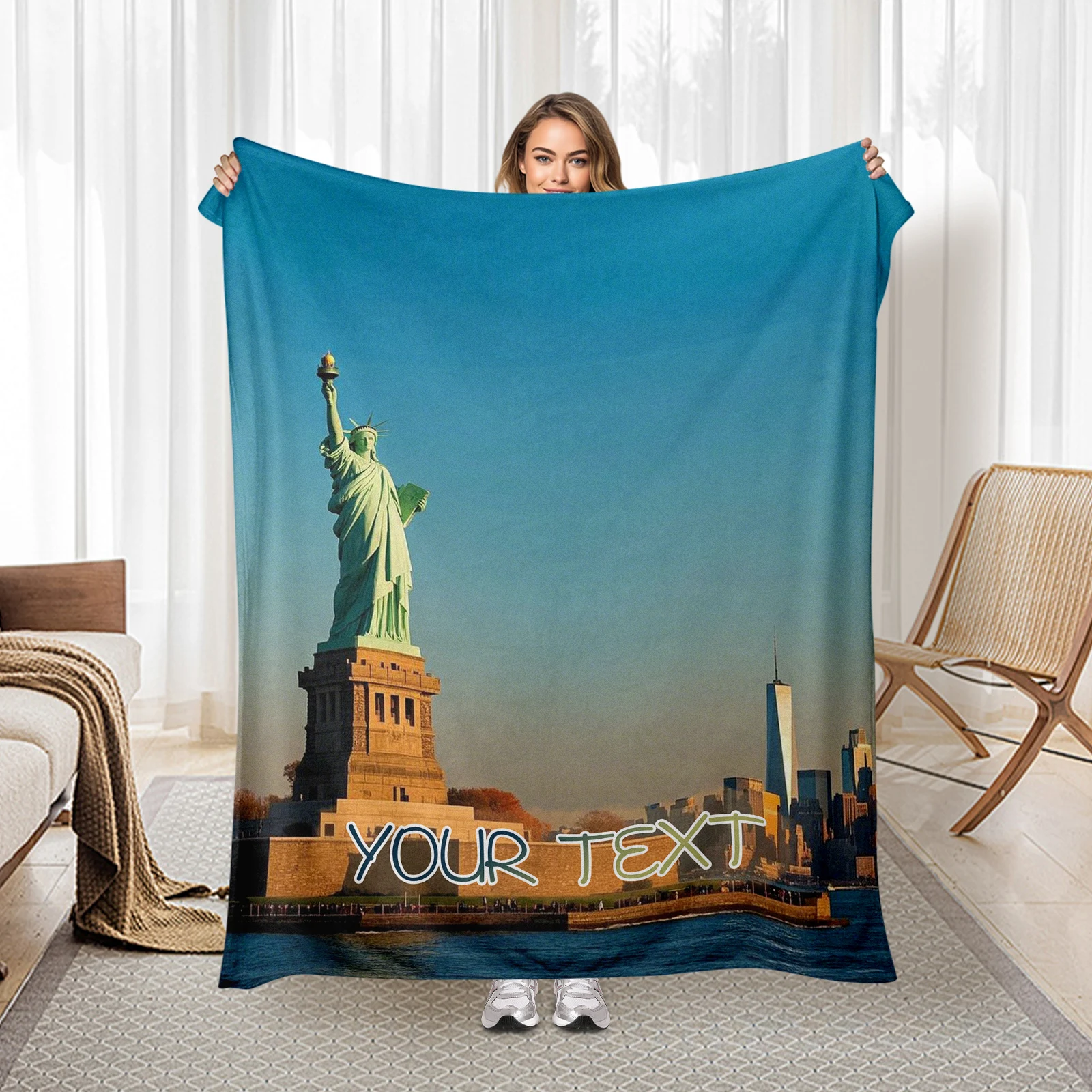 Statue Of Liberty Flannel Blanket With Custom Text, Soft And Cozy For Family And Friends Celebrations
Statue Of Liberty Flannel Blanket With Custom Text, Soft And Cozy For Family And Friends Celebrations