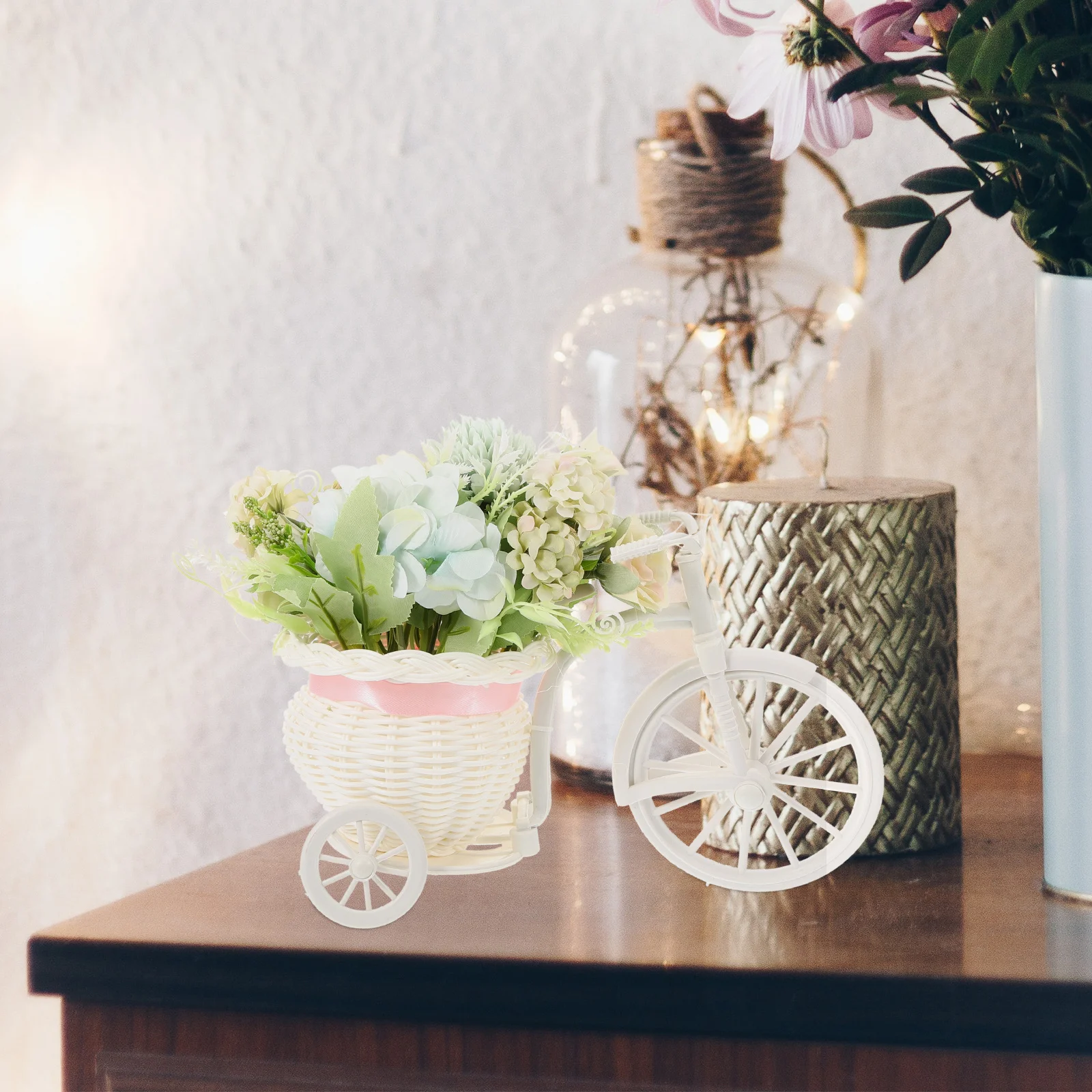 Simulation Flower Bonsai with Tricycle Bike Basket Faux Hydrangea Decorative Ornament for Room Study Shelf Window Table
Simulation Flower Bonsai with Tricycle Bike Basket Faux Hydrangea Decorative Ornament for Room Study Shelf Window Table
