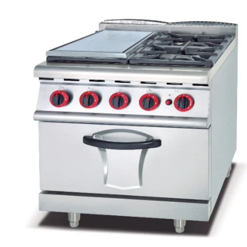 Stainless steel commercial gas range cooking with 4 burners and oven
Stainless steel commercial gas range cooking with 4 burners and oven