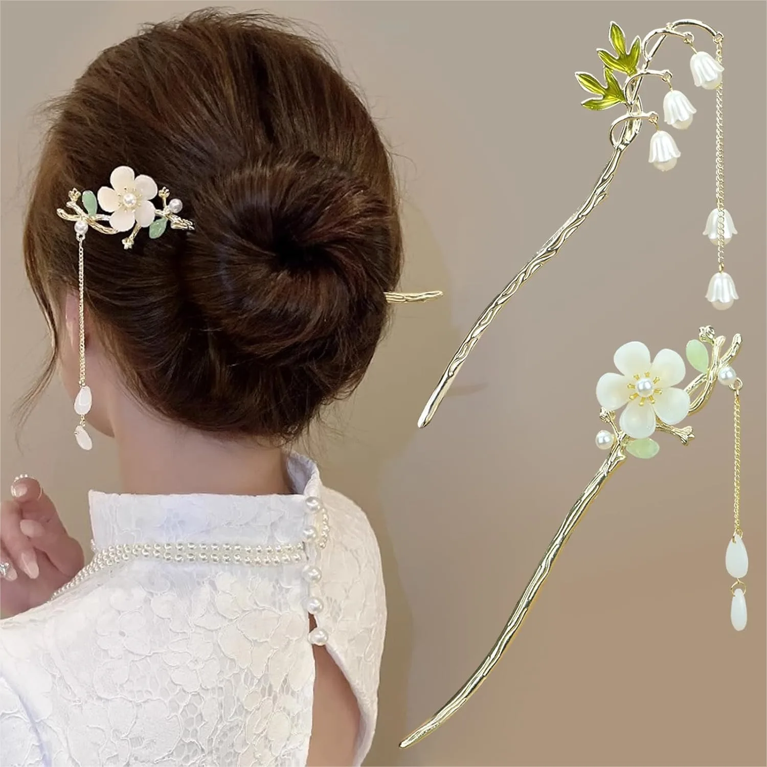 2 Packs Lily Of The Valley Hair Sticks For Buns Pearl Flower Vintage Metal Hair Chopsticks For Women And Girls Dangle Tassel Pendant Hair Accessories Hanfu Handmade Decor Hairpin White
2 Packs Lily Of The Valley Hair Sticks For Buns Pearl Flower Vintage Metal Hair Chopsticks For Women And Girls Dangle Tassel Pendant Hair Accessories Hanfu Handmade Decor Hairpin White