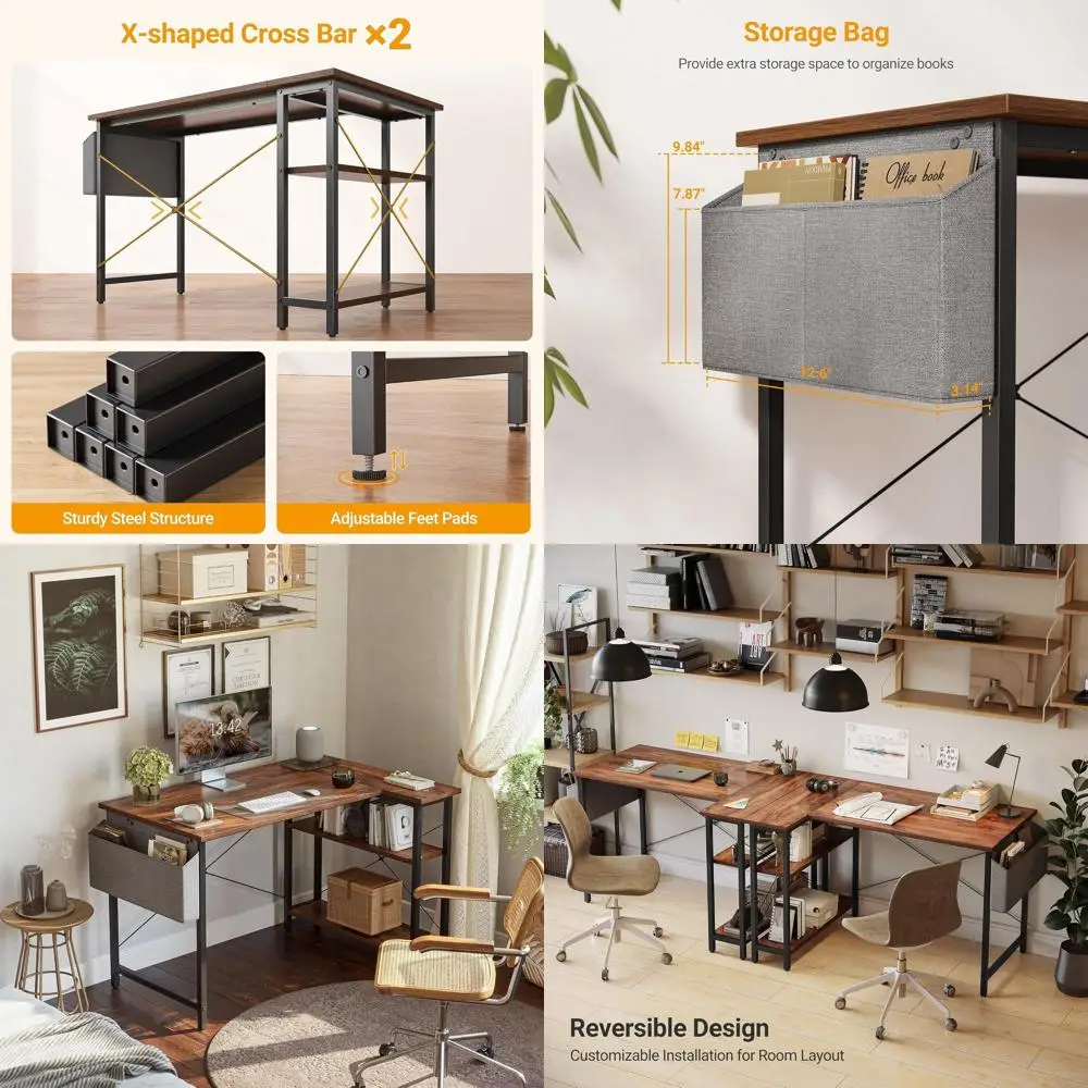 Угловой компьютерный стол, 40 дюймов, с двусторонними полками для хранения, для дома, офиса, учебы, письма, игр, коричневый
Угловой компьютерный стол, 40 дюймов, с двусторонними полками для хранения, для дома, офиса, учебы, письма, игр, коричневый