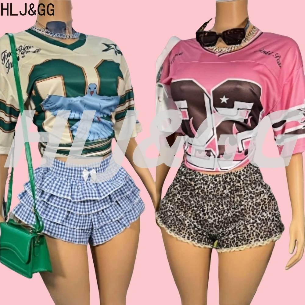 HLJ&GG Y2K Fashion Letter Loose Basketball Tshirts Two Piece Sets Women V Neck Top And Plaid Ruffle Shorts Outfits Streetwear
HLJ&GG Y2K Fashion Letter Loose Basketball Tshirts Two Piece Sets Women V Neck Top And Plaid Ruffle Shorts Outfits Streetwear