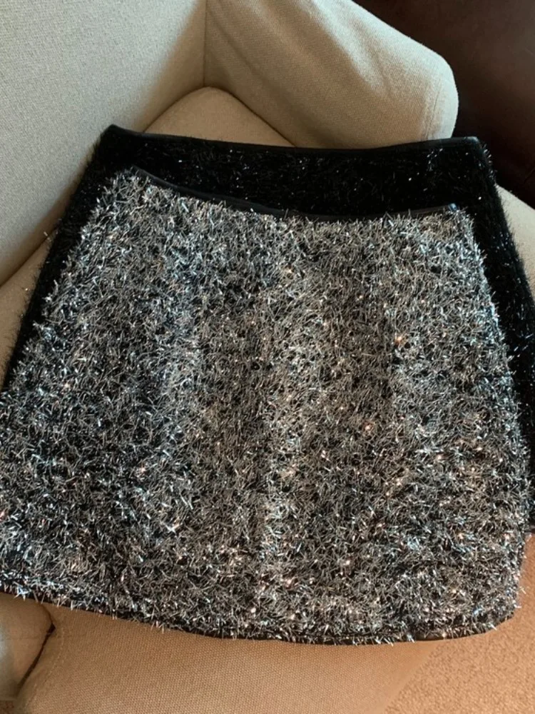 Elegant High Waist Skirt for Women Sparkling Trendy Short Skirt Fashionable Personality Korean Style Commute Skirt
Elegant High Waist Skirt for Women Sparkling Trendy Short Skirt Fashionable Personality Korean Style Commute Skirt