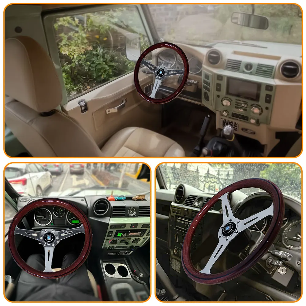 For Land Rover Defender 350mm Solid Wood Steering Wheel Classic Chrome Spoke Steering Wheel With Horn Button
For Land Rover Defender 350mm Solid Wood Steering Wheel Classic Chrome Spoke Steering Wheel With Horn Button