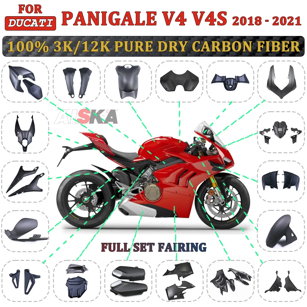 For Ducati Panigale V4 V4S V4R 2018-2021 100% Carbon Fiber Motorcycle Fender Winglets Tank Exhaust Windscreen Panels Fairing Kit
For Ducati Panigale V4 V4S V4R 2018-2021 100% Carbon Fiber Motorcycle Fender Winglets Tank Exhaust Windscreen Panels Fairing Kit