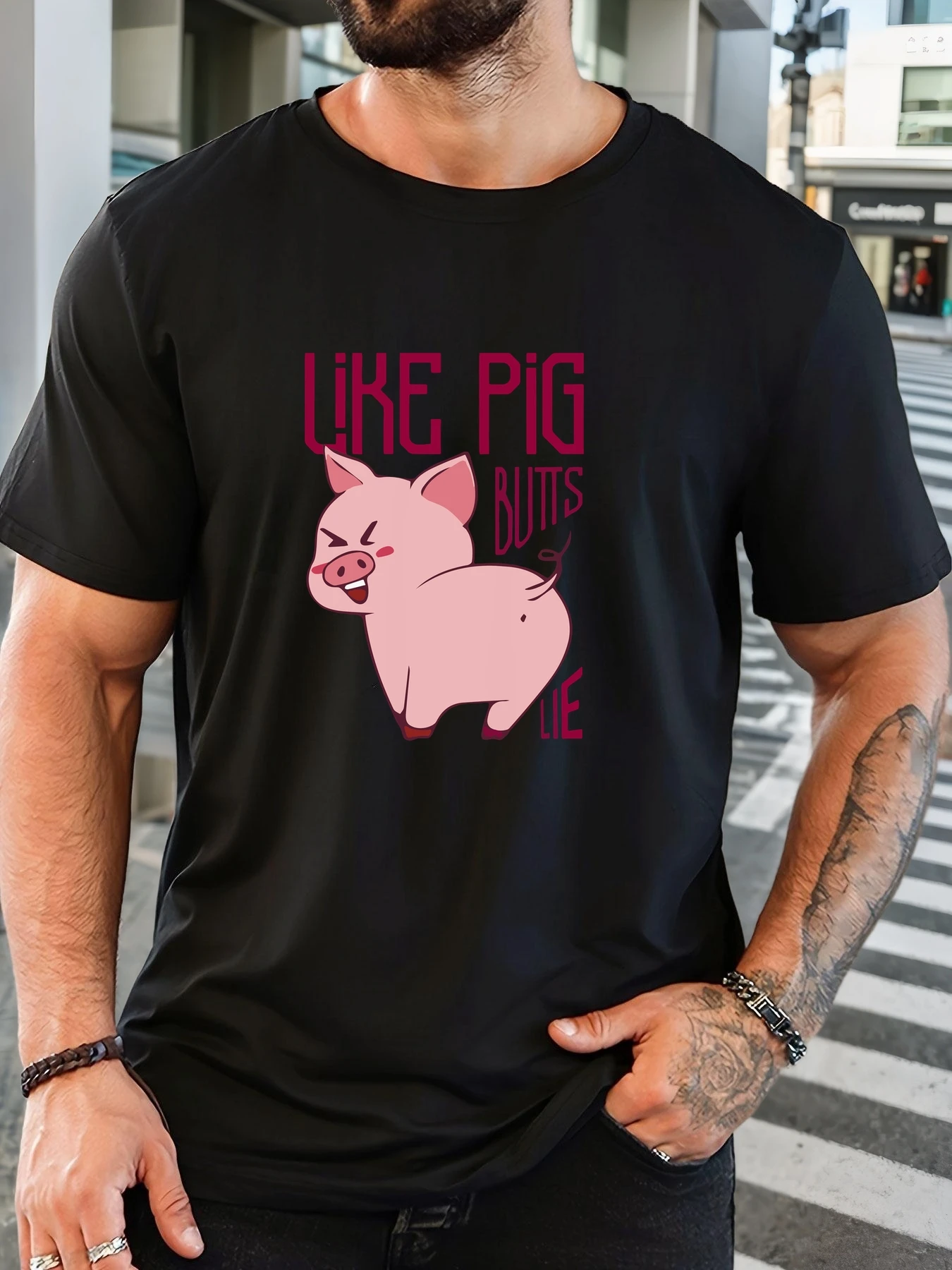 T-Shirt Print 100% Cotton LIKE PIG BUTTS Pattern Summer Round Neck Breathable Men's Short Sleeves Loose Cotton Tee Daily Top
T-Shirt Print 100% Cotton LIKE PIG BUTTS Pattern Summer Round Neck Breathable Men's Short Sleeves Loose Cotton Tee Daily Top