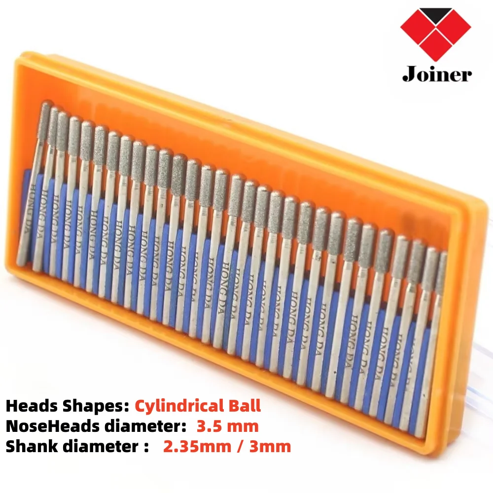 30Pcs Diamond Grinding Head Cylindrical Ball Nose 1.5-3.5mm Engraving Bits Bur Coated Carving Burrs Shank 3/32" Tools for Stone
30Pcs Diamond Grinding Head Cylindrical Ball Nose 1.5-3.5mm Engraving Bits Bur Coated Carving Burrs Shank 3/32" Tools for Stone