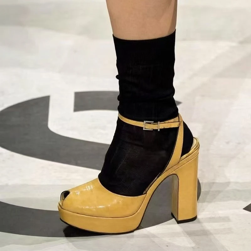 Yellow Peep Toe Platform Block Heel Sandals Ankle Strap Buckle Chunky High Heels Party Wedding Dress Pumps Summer Shoes
Yellow Peep Toe Platform Block Heel Sandals Ankle Strap Buckle Chunky High Heels Party Wedding Dress Pumps Summer Shoes