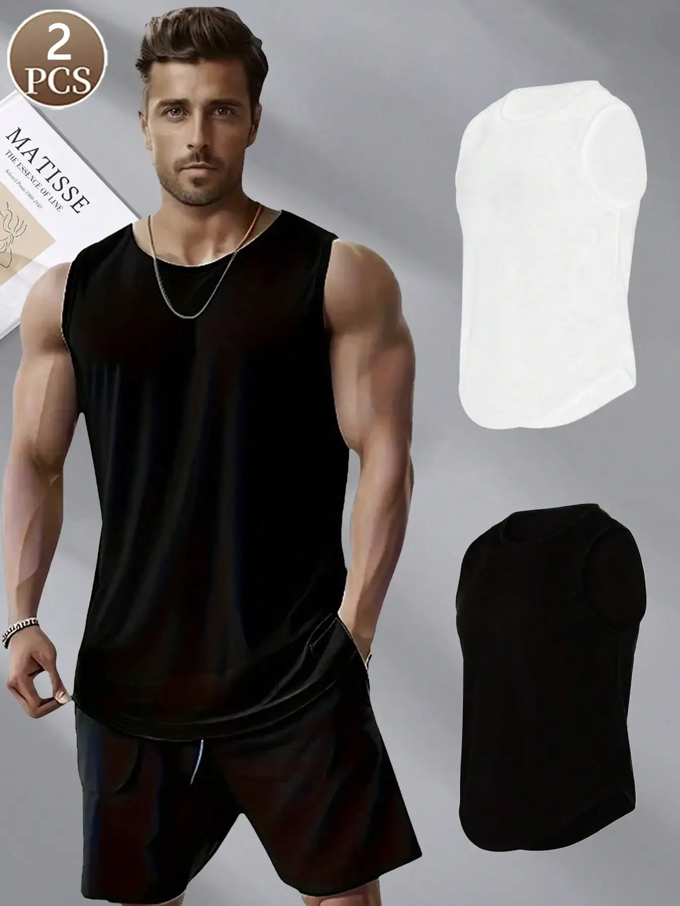 2 шт., однотонный повседневный спортивный базовый трикотажный тканевый обычный жилет без рукавов, мужская модная верхняя одежда, базовый жилет
2 шт., однотонный повседневный спортивный базовый трикотажный тканевый обычный жилет без рукавов, мужская модная верхняя одежда, базовый жилет 