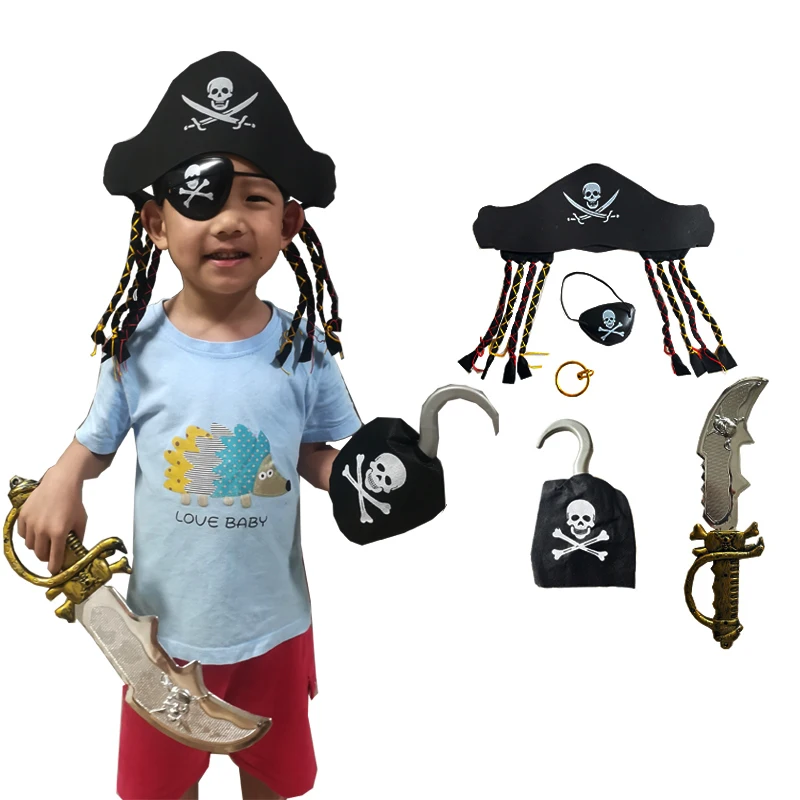 Carnival Kids Pirate Cosplay Costume Hat Eye Mask Pirate Hook Props Halloween Party Dress
Carnival Kids Pirate Cosplay Costume Hat Eye Mask Pirate Hook Props Halloween Party Dress