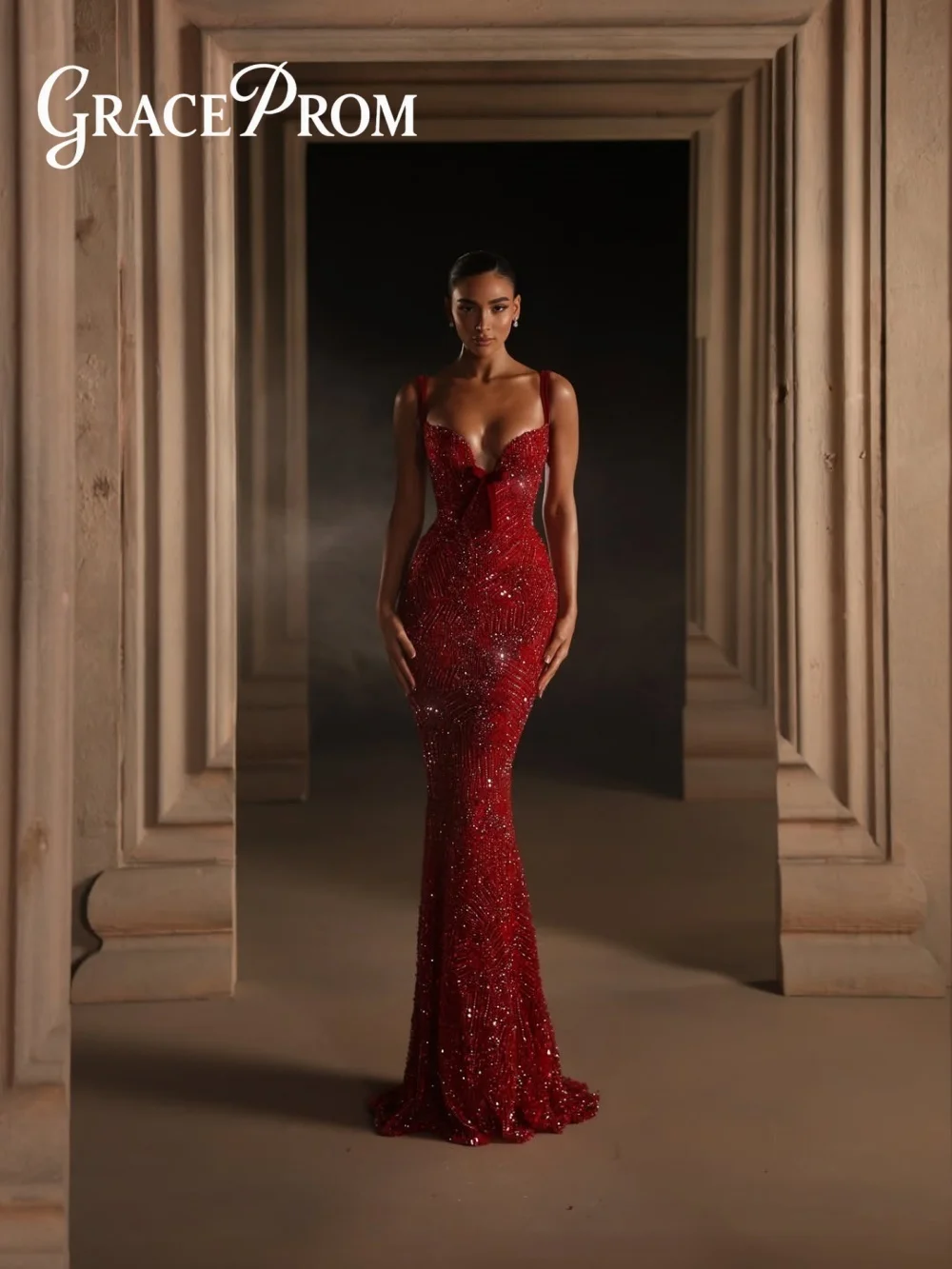 GraceProm Spaghetti Strap Sequin Beaded Evening Dress 2026 Red Mermaid Gown Stylish Floor-Length Formal Gown robes de soirée
GraceProm Spaghetti Strap Sequin Beaded Evening Dress 2026 Red Mermaid Gown Stylish Floor-Length Formal Gown robes de soirée