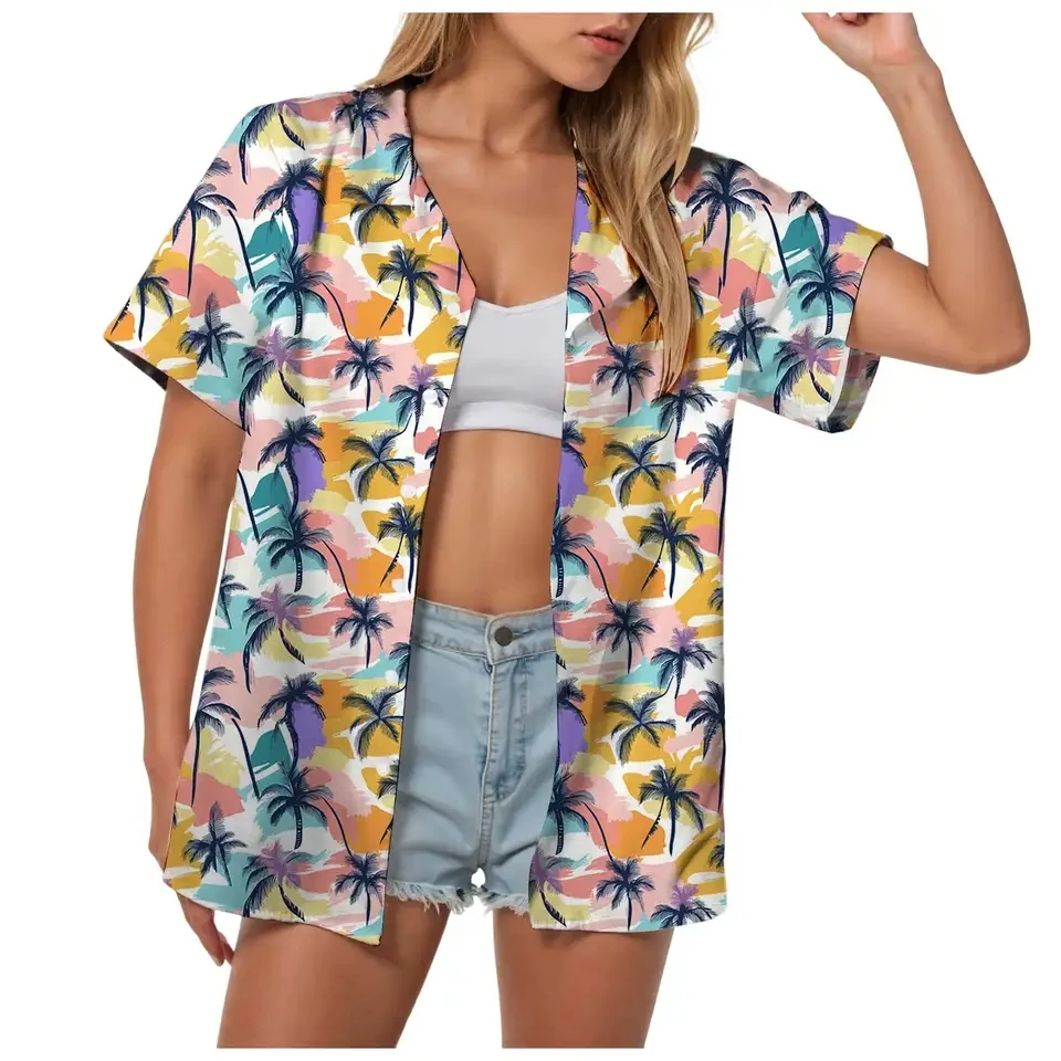 Women Summer Hawaiian Shirt 3D Printed Coconut Tree Pattern Holiday Clothing Seaside Short Sleeve Button-Down Beach Shirts Top
Women Summer Hawaiian Shirt 3D Printed Coconut Tree Pattern Holiday Clothing Seaside Short Sleeve Button-Down Beach Shirts Top