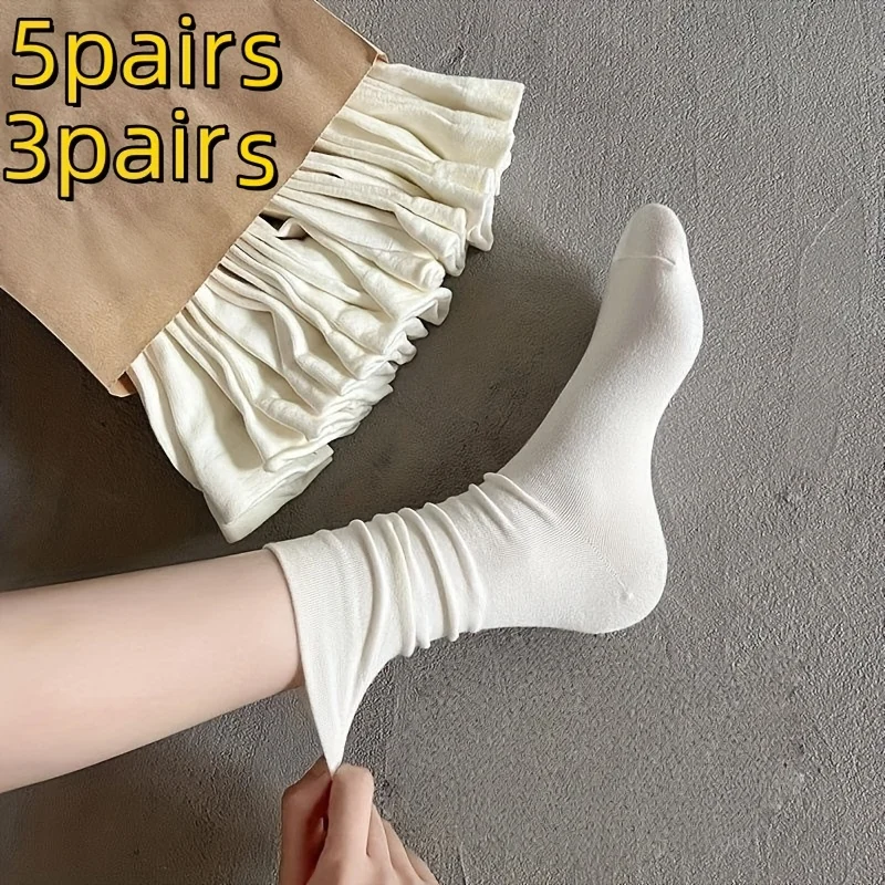 Women's Soft Mid-Calf Socks - White/Black/Cream White, Suitable for All Seasons, with a Creamy Texture and Solid Colors,
Women's Soft Mid-Calf Socks - White/Black/Cream White, Suitable for All Seasons, with a Creamy Texture and Solid Colors,