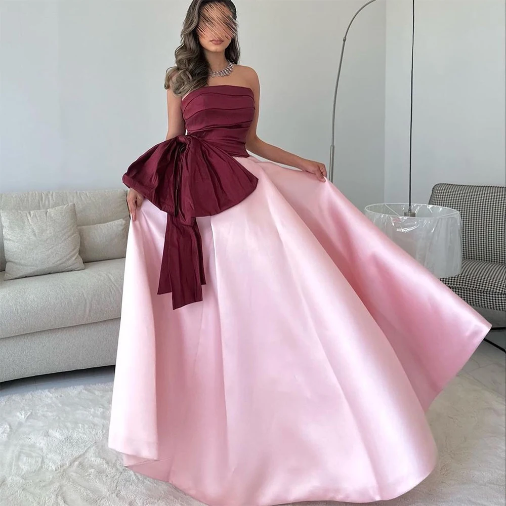 Elegant Prom Dress Burgundy Pink Satin A Line Princess Prom Gowns for Women 2024 Strapless Big Bow Formal Party Dresses Long
Elegant Prom Dress Burgundy Pink Satin A Line Princess Prom Gowns for Women 2024 Strapless Big Bow Formal Party Dresses Long
