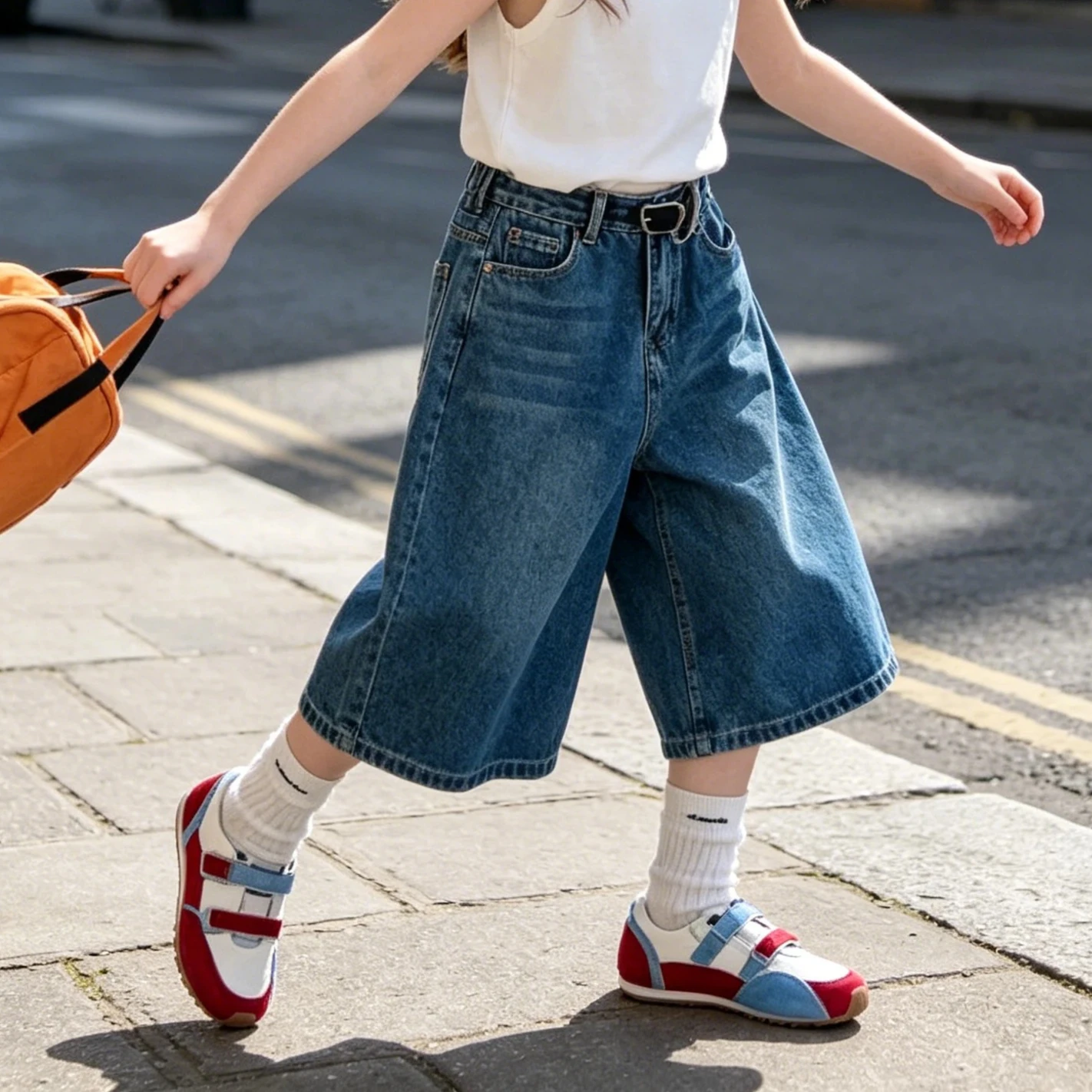 School Kids Boys Girls Denim Capris High Waist Wide Leg Pants Cropped Jeans Loose Daily Casual Summer Shorts for Teen Streetwear
School Kids Boys Girls Denim Capris High Waist Wide Leg Pants Cropped Jeans Loose Daily Casual Summer Shorts for Teen Streetwear
