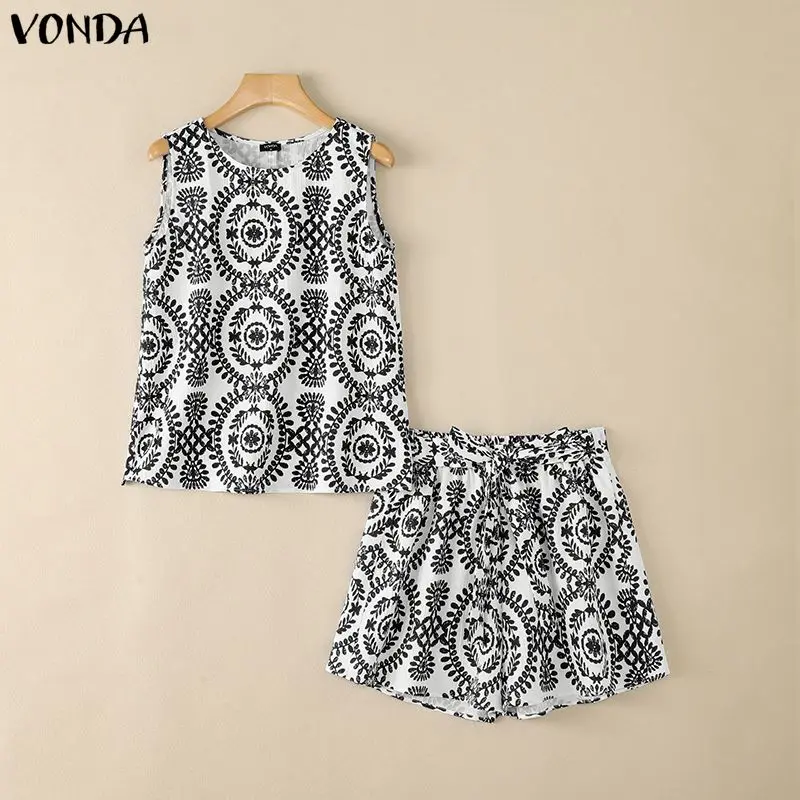 Plus Size VONDA Women Sets 2026 Printed Sleeveless Tops Short Pants Casual Ladies Lace-Up Matching Sets 2pcs Beach Outfits
Plus Size VONDA Women Sets 2026 Printed Sleeveless Tops Short Pants Casual Ladies Lace-Up Matching Sets 2pcs Beach Outfits