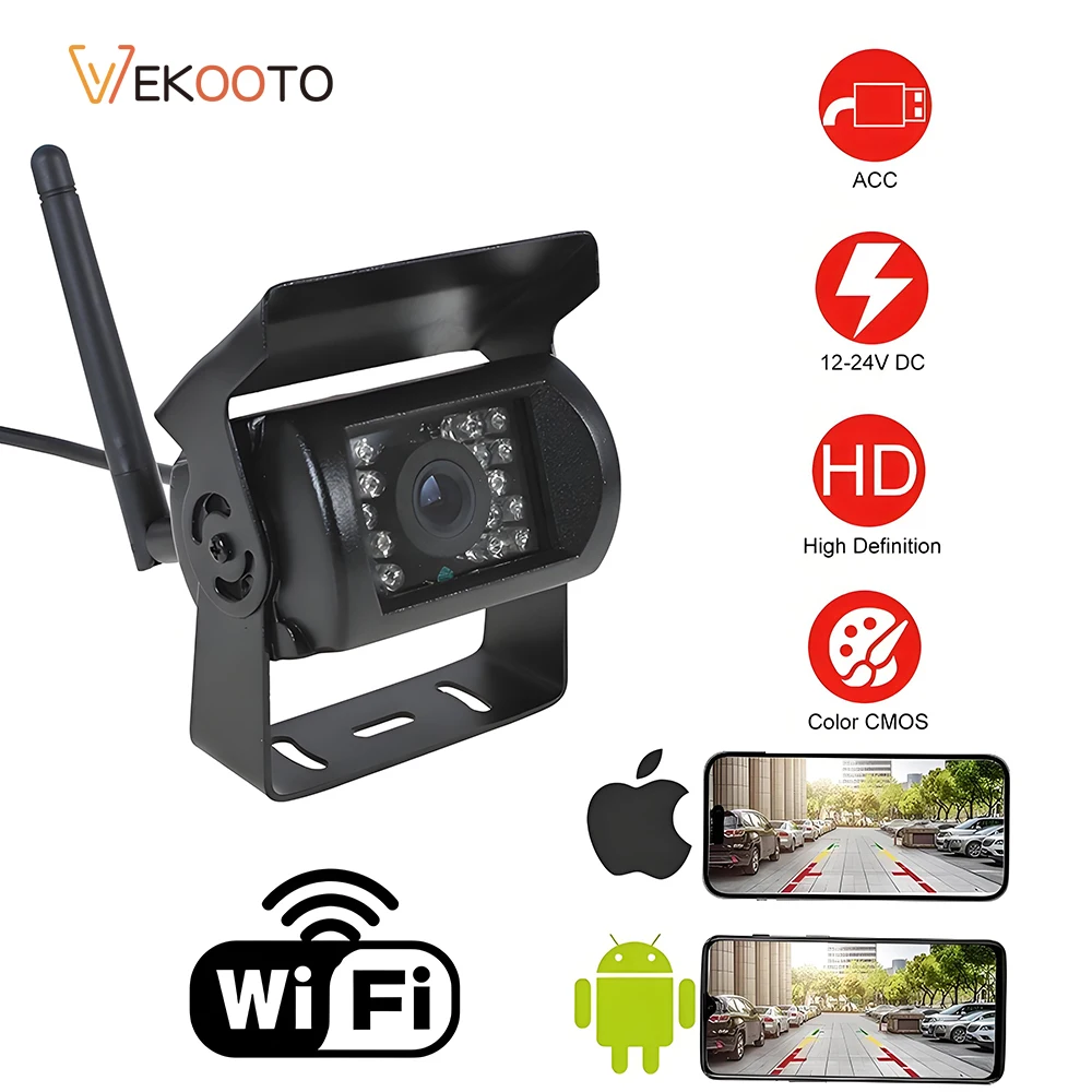 12V-24V 2.4G WiFi Wireless Reversing Camera HD Waterproof Rear View Backup Camera for Car Truck RV Trailer for iOS Android Phone
12V-24V 2.4G WiFi Wireless Reversing Camera HD Waterproof Rear View Backup Camera for Car Truck RV Trailer for iOS Android Phone