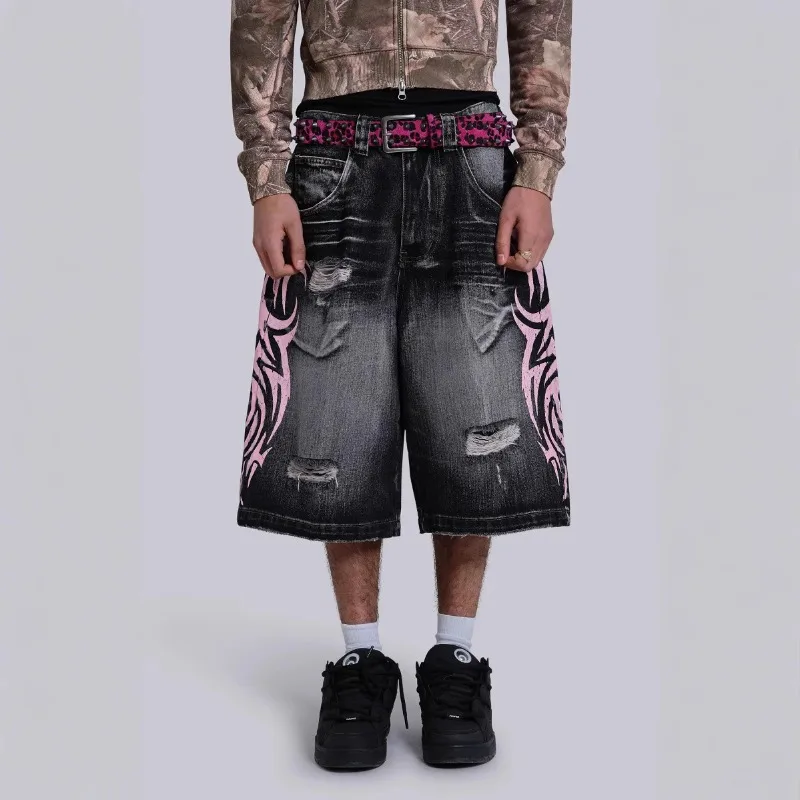 American Y2k High Street Denim Shorts Vintage Print Hole Jeans for Women 2025 Summer New Loose Straight Wide Leg Pants
American Y2k High Street Denim Shorts Vintage Print Hole Jeans for Women 2025 Summer New Loose Straight Wide Leg Pants