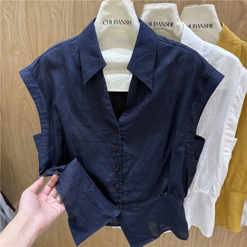 Summer Button Simplicity Vintage Solid Short Shirt Tops Polo Neck All-match Street Casual Blouse Fashion Office Women Clothing
Summer Button Simplicity Vintage Solid Short Shirt Tops Polo Neck All-match Street Casual Blouse Fashion Office Women Clothing