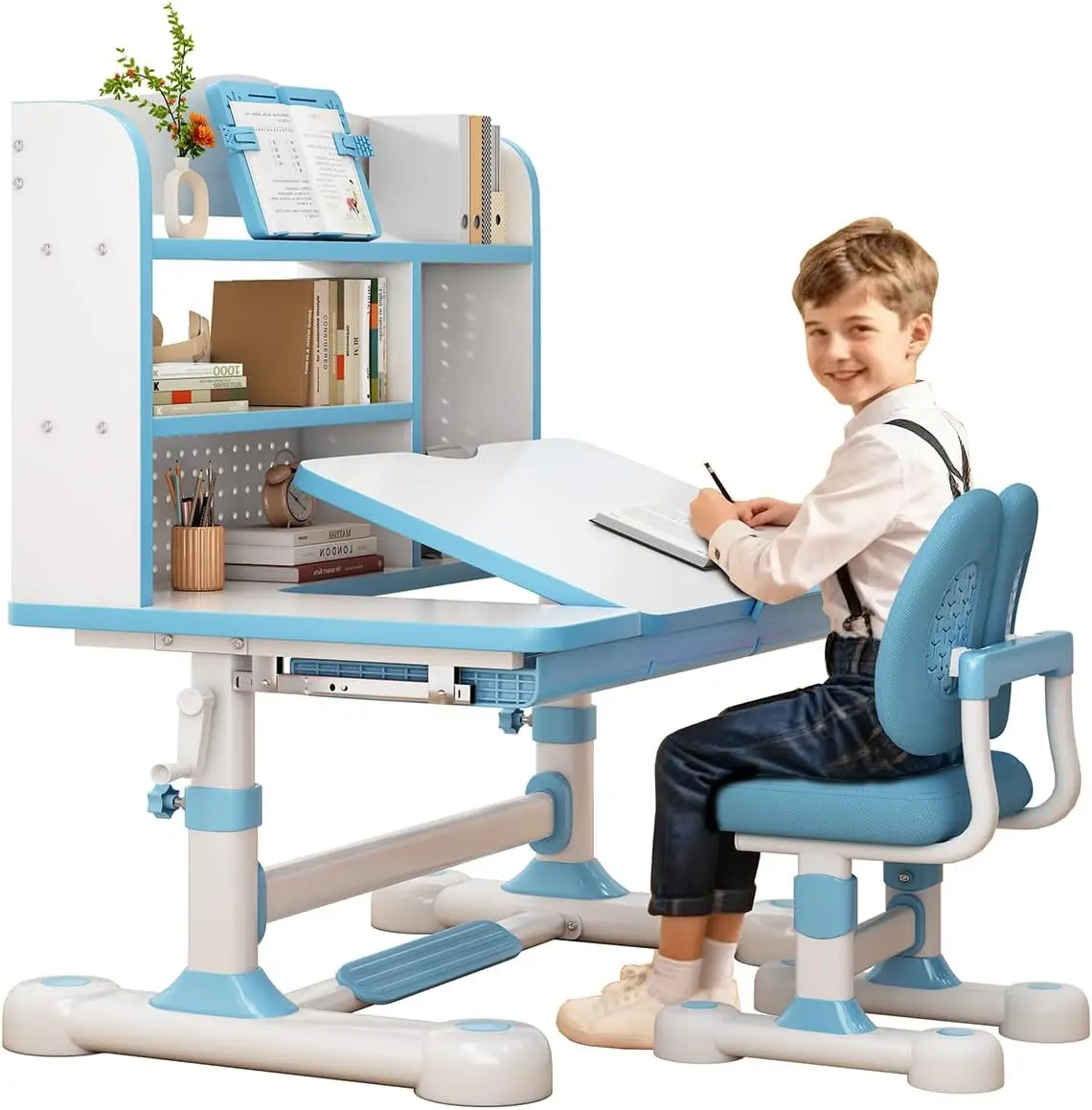 Kids Functional Desk and Chair Set Ergonomic Height Adjustable Study Desk with One Touch Tilting Desktop Book Stand Reading
Kids Functional Desk and Chair Set Ergonomic Height Adjustable Study Desk with One Touch Tilting Desktop Book Stand Reading
