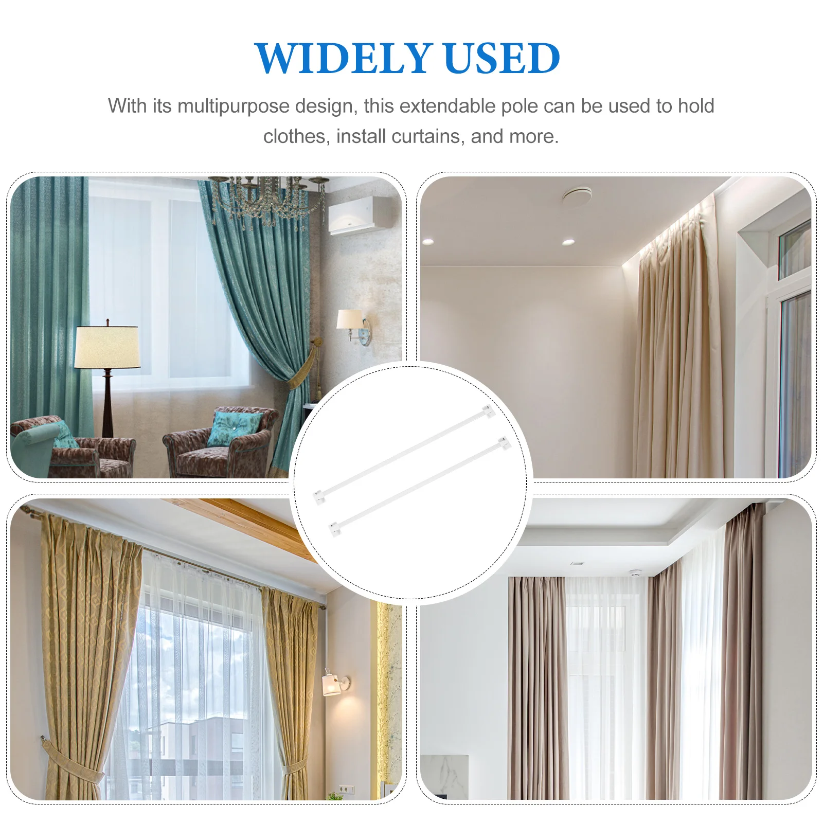 1 Pair Adjustable Tension Curtain Rod Extendable Closet Rod For Door Window Shower Bathroom Metal Doors Clothes Drying Rail
1 Pair Adjustable Tension Curtain Rod Extendable Closet Rod For Door Window Shower Bathroom Metal Doors Clothes Drying Rail
